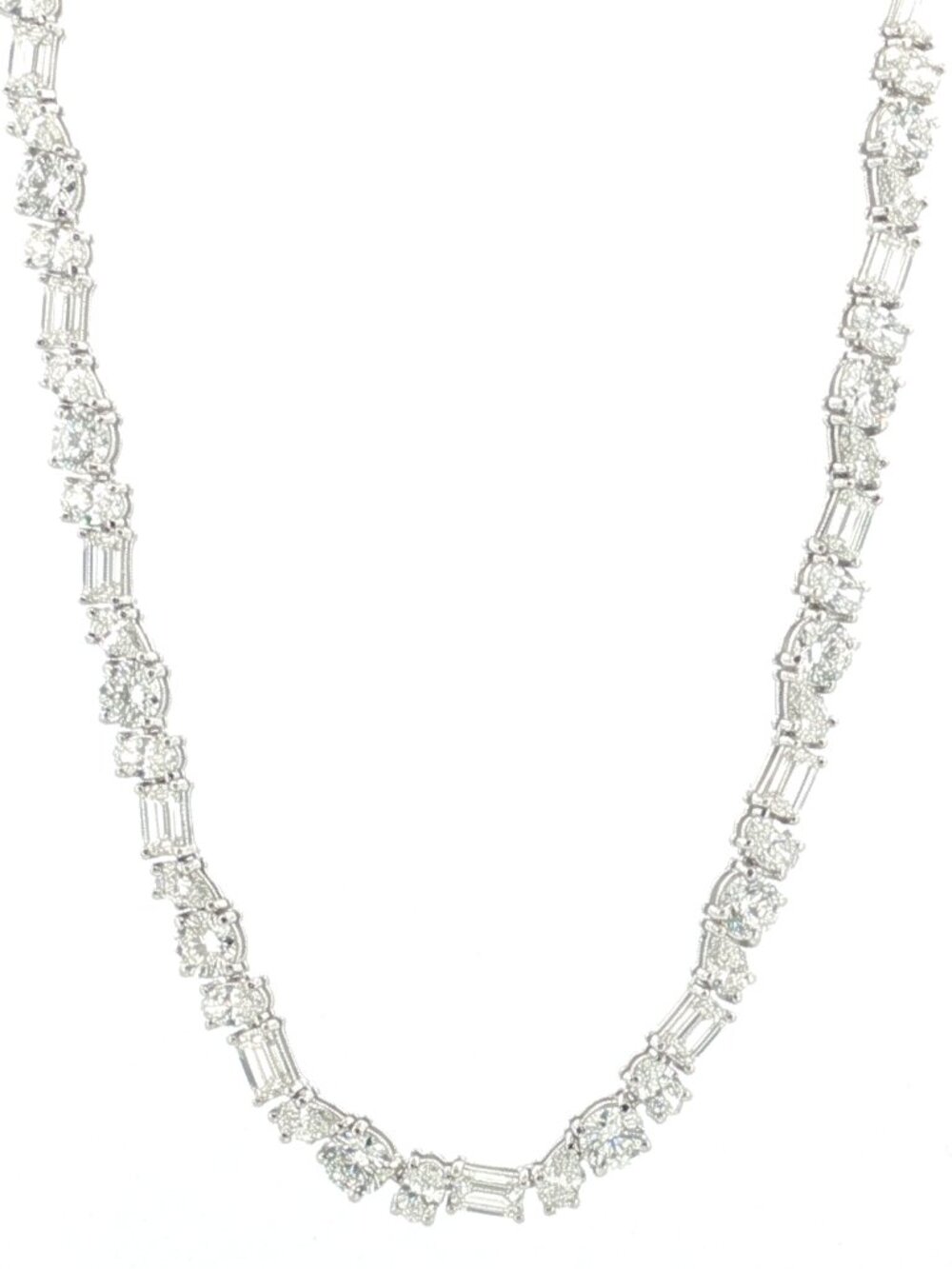 28.00Ct Lab Grown Diamond 18inch Mixed Stone Tennis Necklace in 14K Gold